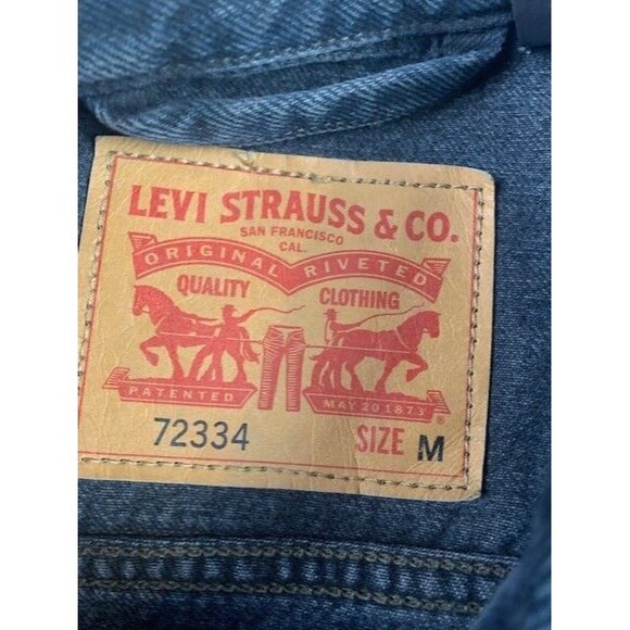 Levi Size M Mens Denim Jean Jacket Trucker Cotton Black - Picture 2 of 3